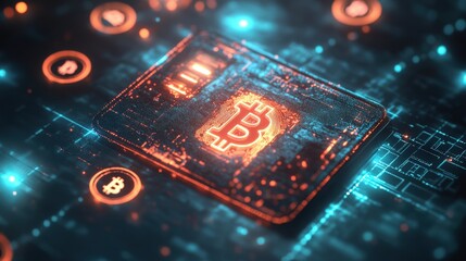 Poster - A digital wallet with glowing cryptocurrency symbols floating above, representing the future of finance