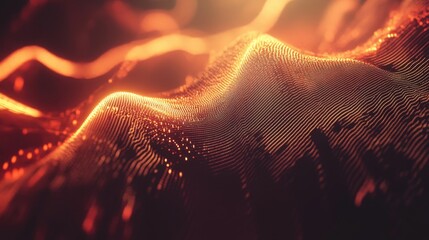 Poster - A digital wave composition with smooth flowing lines, vibrant light pulses, and an immersive tech glow