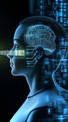 Poster - Futuristic neural implant technology showcased in advanced healthcare innovation concept