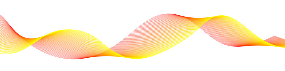 Poster - Bright red and yellow gradient wave with smooth motion lines. Abstract colorful dynamic background element. Vector EPS 10