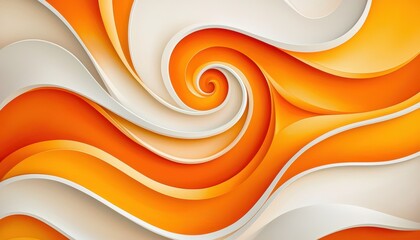 Poster - Abstract swirling design of orange and beige, creating a visually dynamic and mesmerizing composition.