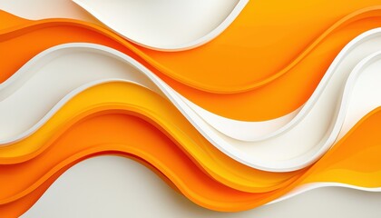 Aufkleber - Abstract waves of vibrant orange, white, and neutral tones create a dynamic, flowing composition.