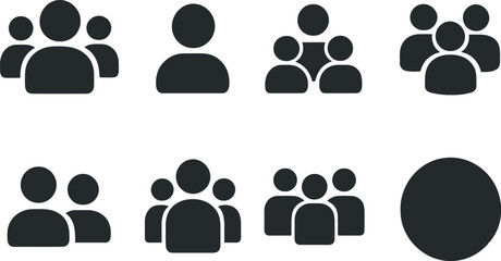 Poster - Various silhouettes of people representing social interactions and community gatherings in a minimalistic design suitable for digital media