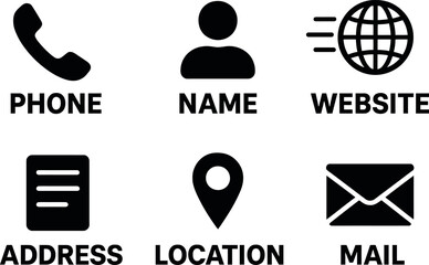 Poster - Visual representation of essential contact information icons for business use or online presence display