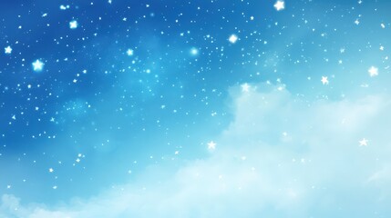 Poster - A dreamy celestial blue background with a gradient resembling the sky, scattered with soft glowing stars