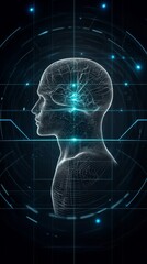 Poster - Futuristic individual engages in meditation with advanced neural technology in a virtual environment