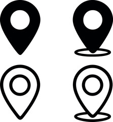 Poster - Different styles of location markers displayed in two variations with circular centers, ideal for mapping and navigation applications