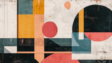 Poster - A dynamic abstract digital painting featuring bold geometric shapes layered over a deep, textured background.
