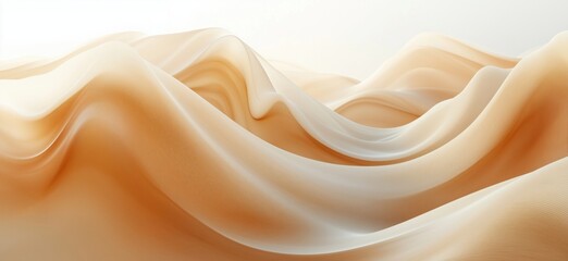 Poster - Abstract flowing waves in soft beige and cream tones creating a serene landscape