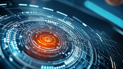 Poster - Futuristic Digital Interface with Touchscreen Interaction, Glowing Lines, Technology Concept, User Experience, Innovative Design, and Advanced Visuals