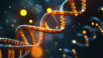 Aufkleber - abstract digital representation of dna structure with glowing particles and light effects in a dark 