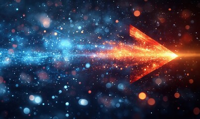Poster - dynamic arrow with cosmic particles and glowing effects in vibrant colors