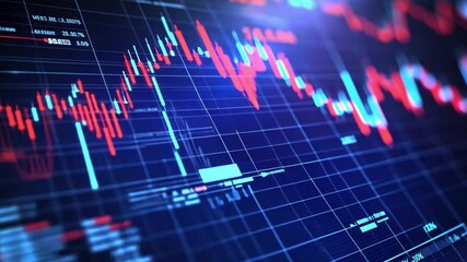 Poster - Abstract financial chart graphic showcasing market trends with vibrant colors representing data fluctuations and analysis in a modern digital format