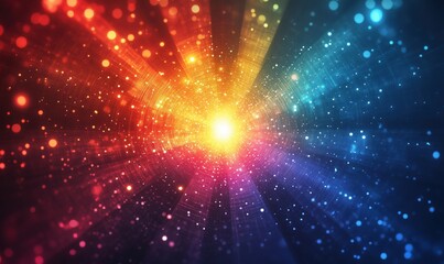 Poster - colorful abstract light burst with radiant energy and dynamic particles
