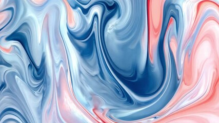 Poster - Swirling Abstract Marble Effect in Shades of Coral, Blue and White Capturing Fluid Dynamics and Modern Elegance for Artistic Backgrounds