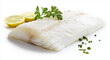 © Vitor - Impressionante Halibut Isolado em um Fundo Branco com Efeito Bokeh para Necessidades de Fotografia Culinária e Frutos do Mar