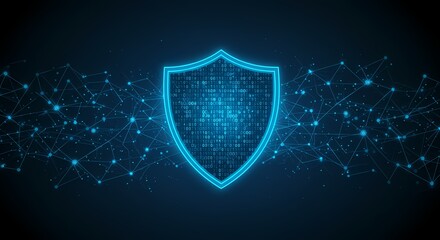 Poster - Cyber security shield protection network data privacy technology digital safety concept illustration