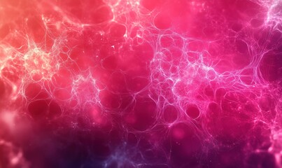 Poster - abstract pink and purple background with glowing network of interconnected lines and bubbles