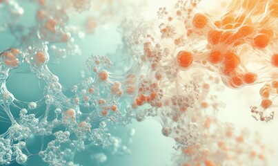 Poster - Abstract molecular structure with interconnected cells and vibrant colors