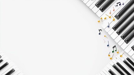 Poster - A border with piano keys intertwined with musical notes, ideal for music education materials, music store advertisements, or event flyers.