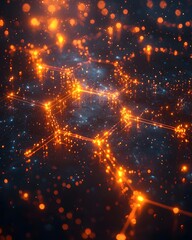 Poster - Futuristic abstract geometric grid in a cosmic space setting