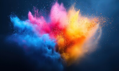 Poster - Colorful explosion of vibrant powder creating dynamic abstract art