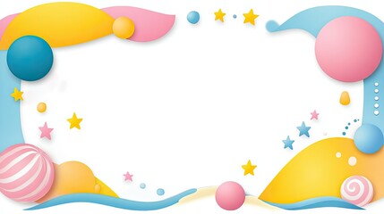Poster - Colorful decorative border with playful patterns and whimsical shapes, perfect for childrens artwork, party invites, or fun designs.