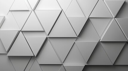 Poster - A futuristic, high-tech visual is created with a light background, triangular block structure, and a wall texture that incorporates a 3D triangle tile pattern, all generated through 3D rendering
