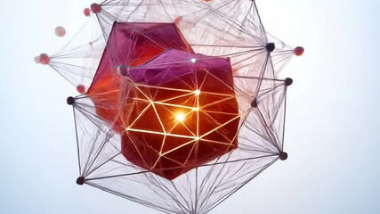 Poster - Abstract Geometric Shapes: A captivating digital artwork showcasing a complex arrangement of geometric forms, featuring intersecting lines, polygons.