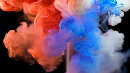 Poster - A cloud of smoke with red, blue, and white colors. The smoke is in the air and is very thick