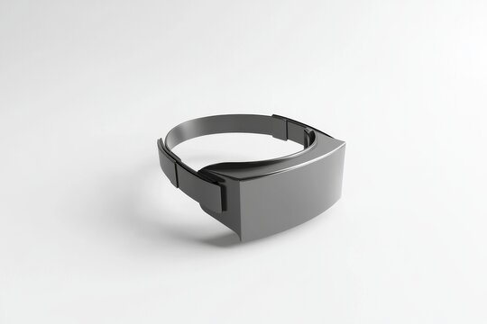 The concept of virtual reality and digital entertainment is illustrated through a close-up of VR glasses on a white background, achieved using 3D rendering techniques