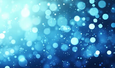 Poster - Blue bokeh background with soft glowing circles and light effects for design