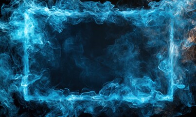 Poster - Blue smoke frame with glowing edges for creative backgrounds and designs