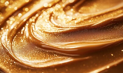 Poster - Golden caramel texture with shimmering highlights and smooth swirls