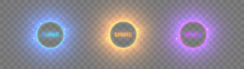 Leinwandbilder - Set of glowing round badges with text 