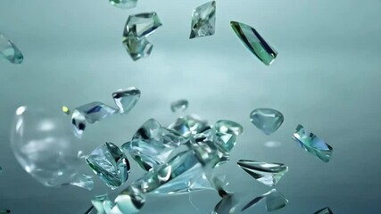 Aufkleber - A heart made of glass is sitting on a table. The glass heart is blue and has a clear center