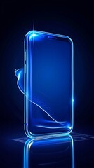Poster - a metallic surface supports a sleek, futuristic mockup poster, upon which vibrant neon lights cast t