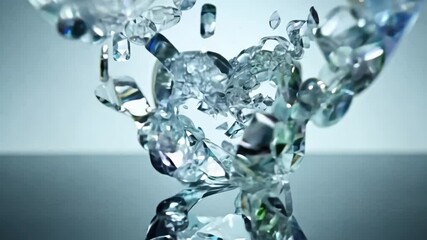 Aufkleber - A heart is floating in the air. The heart is made of glass