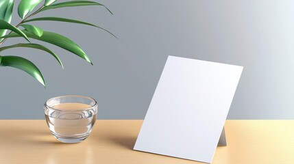 A realistic flyer mockup with a clean, minimalist design placed on a wooden table with a subtle background for a professional presentation.