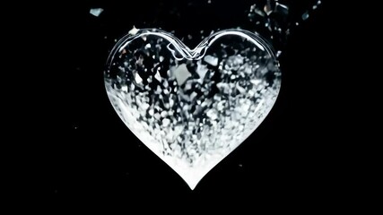 Aufkleber - A heart made of diamonds is shown in a black background. The heart is broken into pieces. The diamond heart is surrounded by a light that is shining on it
