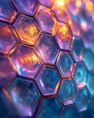 Poster - Captivating gradient of vibrant hexagonal patterns