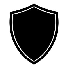 a shiny silver vector shield icon with a heraldic design for security and protection