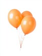 © GATE 22 - Three orange balloons floating in the air. the balloons are round and inflated, with a shiny surface. they are connected by thin orange strings that are attached to the balloons.