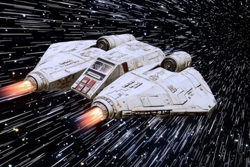 Poster - A high-speed spaceship soaring through a tunnel in a futuristic setting