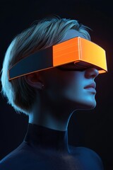 Poster - the image depicts a mystical, futuristic woman with a halo of luminescent hair and stylish, cutting-