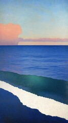 Wall Mural - refleation of wave sea sky wallpaper painting.