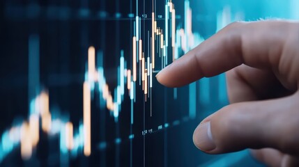 Poster - Hand hovering over financial market trading chart