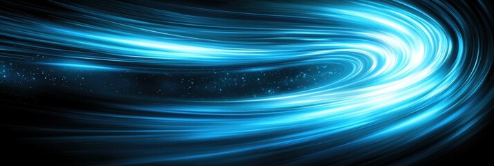 Poster - Abstract design features flowing blue light patterns in space