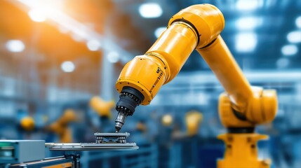 Poster - Industrial robot arm in modern manufacturing facility