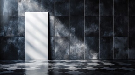 Poster - Modern Minimalist Interior with Gray Wall and Empty Canvas Space